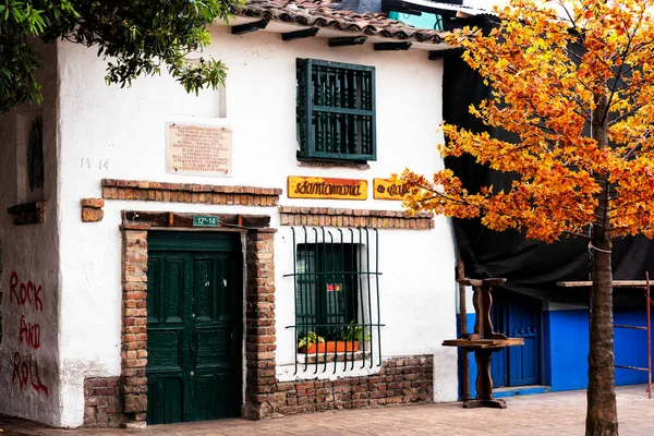Bogota Colômbia Nov 2019 Vista Uma Encantadora Rua Colorida Animada — Fotografia de Stock