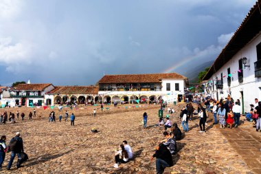 VILLA DE LEYVA, COLOMBIA - 12 Kasım 2019: Boyaca Bölgesi, Kolombiya, Güney Amerika 'daki Villa de Leyva' nın eski cennet şehri