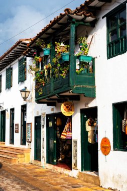 VILLA DE LEYVA, COLOMBIA - 12 Kasım 2019: Boyaca Bölgesi, Kolombiya, Güney Amerika 'daki Villa de Leyva' nın eski cennet şehri