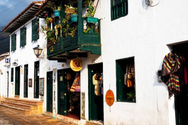 VILLA DE LEYVA, COLOMBIA - 12 Kasım 2019: Boyaca Bölgesi, Kolombiya, Güney Amerika 'daki Villa de Leyva' nın eski cennet şehri