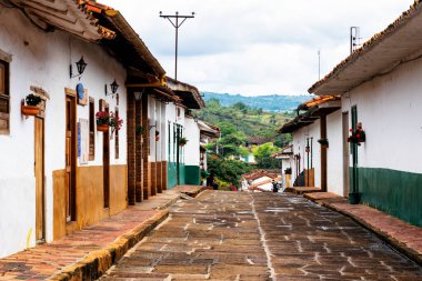 View of picturesque and idyllic town of Barichara in Santander province, Colombia. Barichara is a popular tourist destination and a weekend gateway. Selective focus clipart