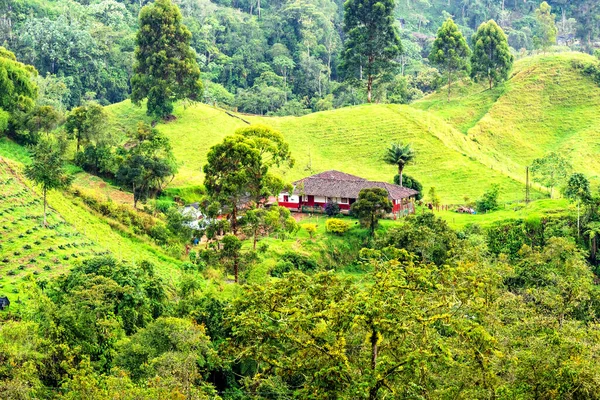 Casa Rural Parte Montañosa Rural Colombia Ubicada Entre Colinas Onduladas — Foto de Stock