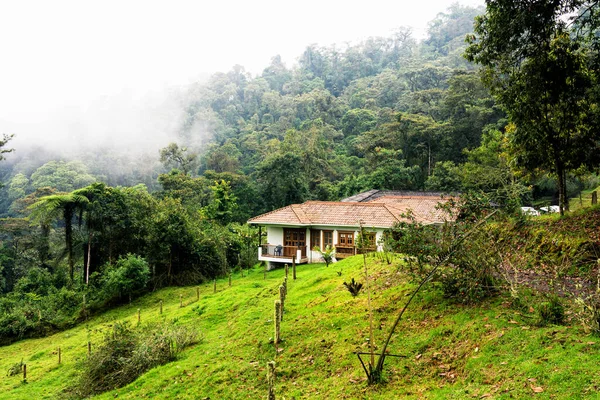 Bauernhaus Ländlichen Bergigen Teil Kolumbiens Zwischen Sanften Hügeln Und Kaffeeplantagen — Stockfoto