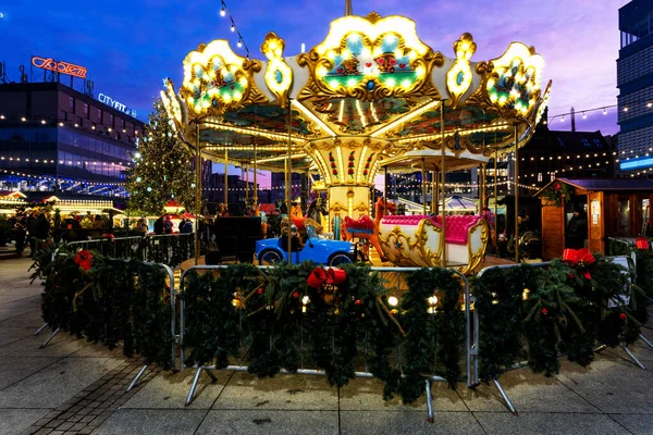 Katowice Polónia Dec 2019 Old Classic French Vintage Carousel Katowice — Fotografia de Stock