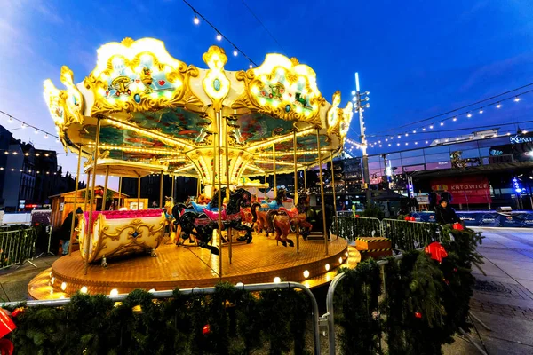 Katowice Pologne Dec 2019 Vieux Carrousel Vintage Français Classique Katowice — Photo