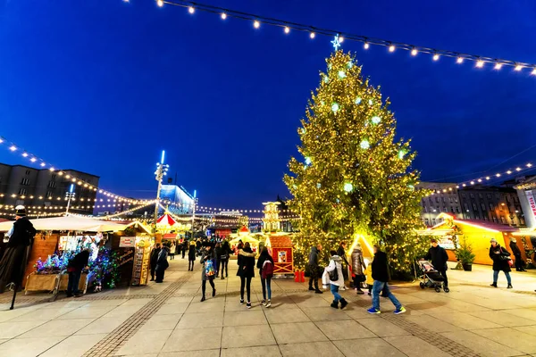 Katowice Poland Dec 2019 Hagyományos Karácsonyi Vásár Katowice Belvárosában Lengyelországban — Stock Fotó