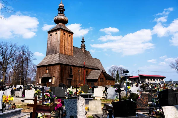Vecchia Chiesa Legno Cwiklice Contea Pszczyna Voivodato Della Slesia Polonia — Foto Stock