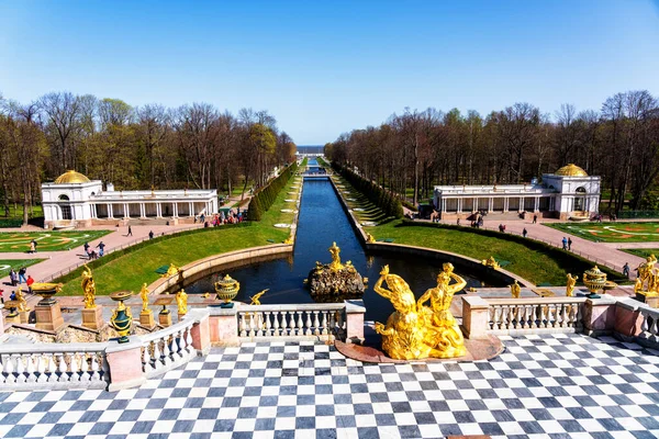 Peterhof Russie Avril 2019 Grande Cascade Petergof Petersburg Russie Palais — Photo