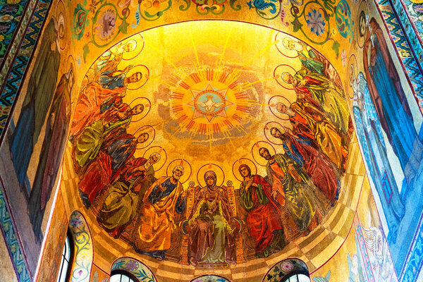 Interior of The Church of the Savior on Spilled Blood in Saint Petersburg, Russia