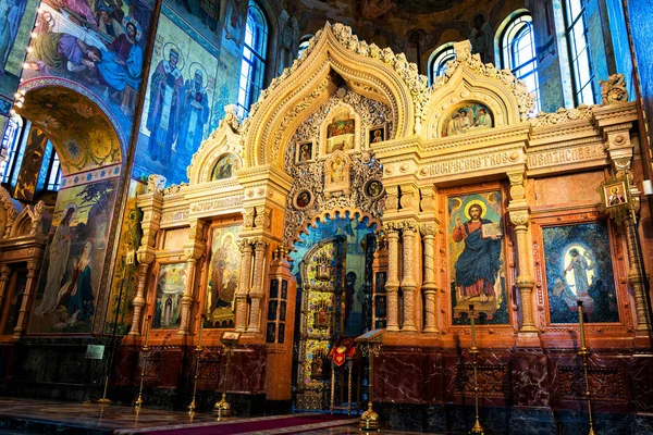 Interior Iglesia Del Salvador Sobre Sangre Derramada San Petersburgo Rusia —  Fotos de Stock