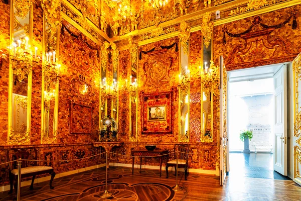 Petersburg Rússia Abril Interior Palácio Catarina Amber Room Abril 2019 — Fotografia de Stock