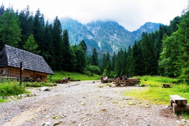 ZAKOPANE, POLAND - 7 Temmuz 2019: Yüksek Tatras Dağları, Küçük Voyvoda 'da Slovakya ve Güney Polonya sınırı boyunca uzanan bir sıradağdır..