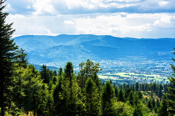 Blick Auf Die Stadt Bielsko Biala Von Den Hängen Der — Stockfoto