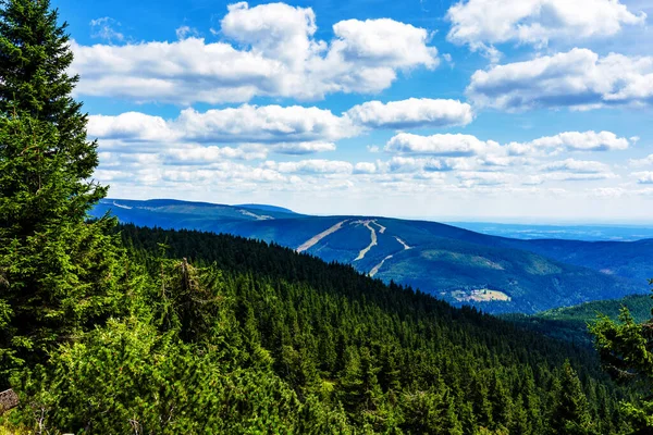 Blick Auf Wanderwege Und Den Nationalpark Riesengebirge Der Grenze Zwischen — Stockfoto