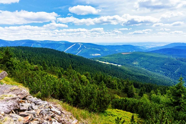 Blick Auf Wanderwege Und Den Nationalpark Riesengebirge Der Grenze Zwischen — Stockfoto