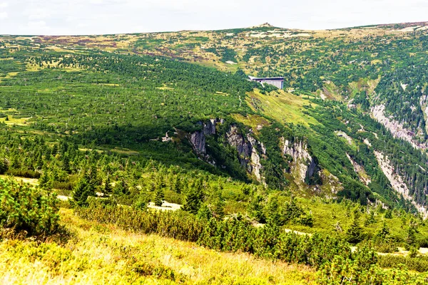 Pohled Turistické Stezky Krkonošský Národní Park Pomezí Polska České Republiky — Stock fotografie