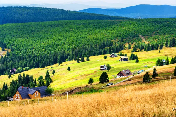 Widok Szlaków Turystycznych Karkonoskiego Parku Narodowego Granicy Polską Czechami Malowniczy — Zdjęcie stockowe