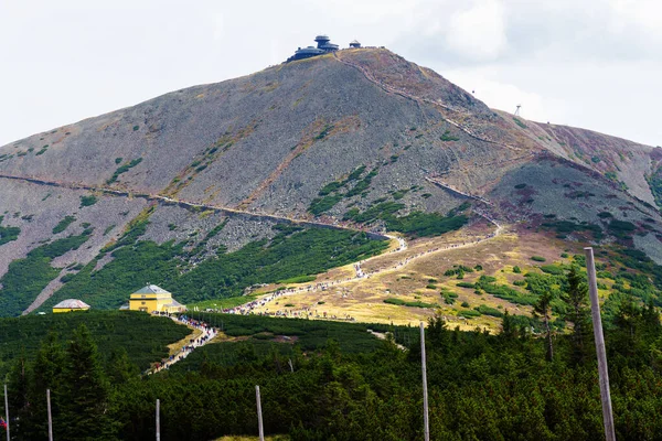 Άποψη Της Κορυφής Sniezka Στα Βουνά Karkonosze Krkonose Εθνικό Πάρκο — Φωτογραφία Αρχείου