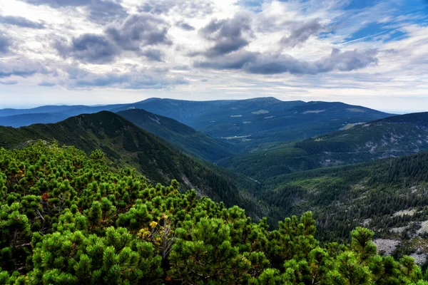 Blick Auf Wanderwege Und Den Nationalpark Riesengebirge Der Grenze Zwischen — Stockfoto