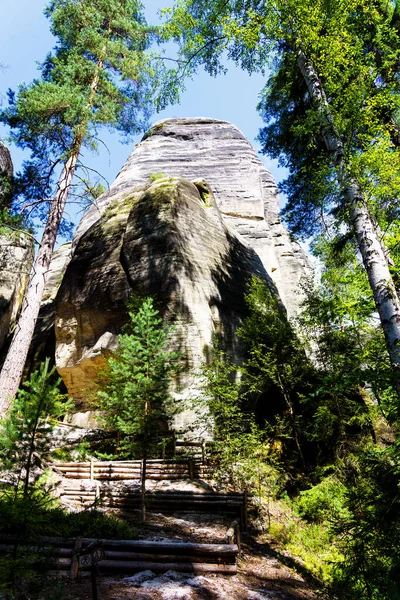 Park Narodowy Adrspach Teplice Rock Miasto Piaskowcowych Skał Szczyty Formacje — Zdjęcie stockowe