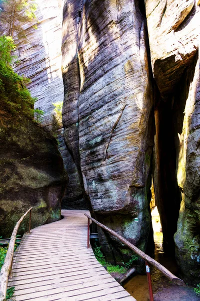 Adrspach Teplice Nationalpark Rock Staden Sandsten Bergstoppar Och Formationer Tjeckien — Stockfoto