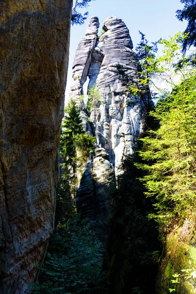 Parque Nacional Adrspach Teplice Rock Ciudad Arenisca Picos Formaciones Rocosas — Foto de Stock