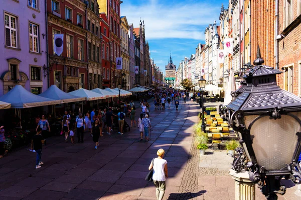 Gdansk Poland Aug 2019 폴란드 그단스크 타운의 롱스트리트에 — 스톡 사진