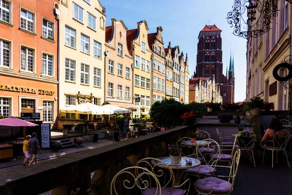 Gdansk Poland Aug 2019 Old Historic Tenement Houses Long Street — Stock Photo, Image