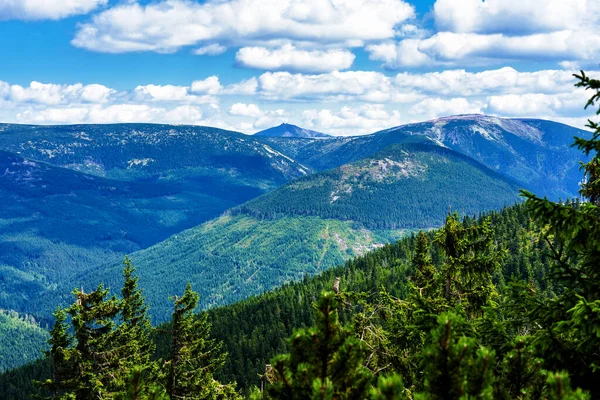 Blick Auf Wanderwege Und Den Nationalpark Riesengebirge Der Grenze Zwischen — Stockfoto