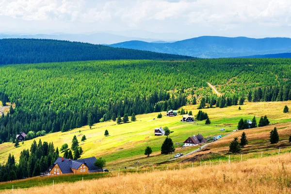 Pohled Turistické Stezky Krkonošský Národní Park Pomezí Polska České Republiky — Stock fotografie