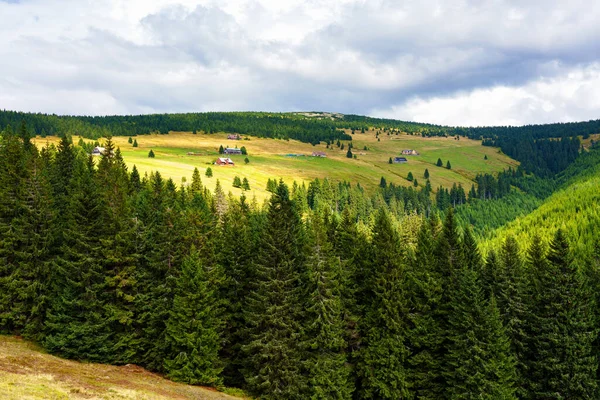 Pohled Turistické Stezky Krkonošský Národní Park Pomezí Polska České Republiky — Stock fotografie