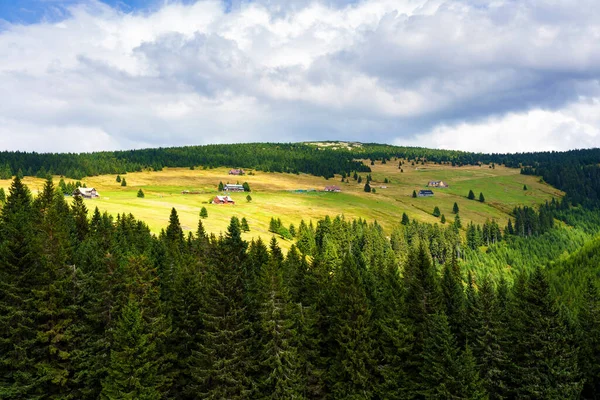 Pohled Turistické Stezky Krkonošský Národní Park Pomezí Polska České Republiky — Stock fotografie