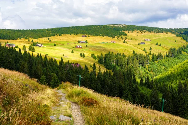 Kilátás Túraútvonalak Karkonosze Krkonose Hegyek Nemzeti Park Lengyel Cseh Határon — Stock Fotó