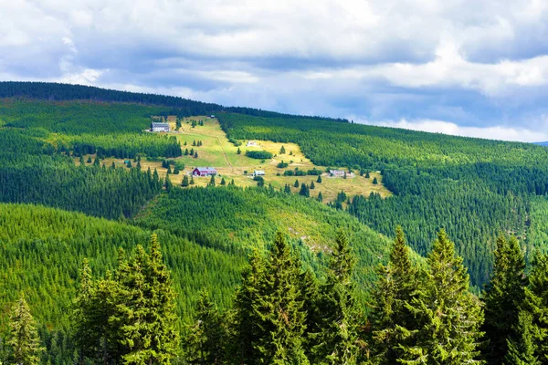 Pohled Turistické Stezky Krkonošský Národní Park Pomezí Polska České Republiky — Stock fotografie