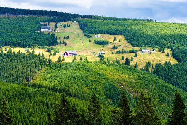 Pohled Turistické Stezky Krkonošský Národní Park Pomezí Polska České Republiky — Stock fotografie