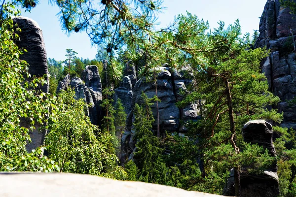 Park Narodowy Adrspach Teplice Rock Miasto Piaskowcowych Skał Szczyty Formacje — Zdjęcie stockowe