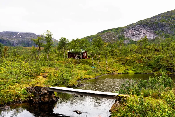 Norweska Drewniana Chatka Ukryta Lesie Tego Typu Chaty Wykorzystywane Głównie — Zdjęcie stockowe