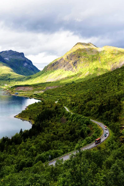 Weg Aan Zee Lofoten Noorwegen — Stockfoto