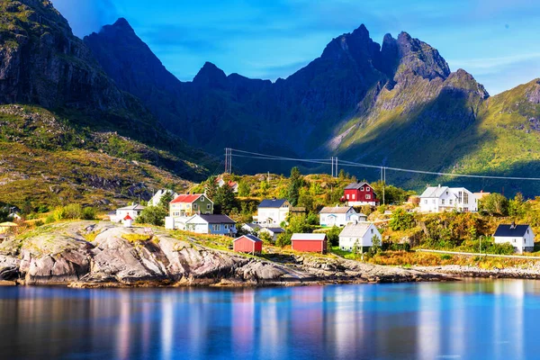 Villages Tind Reine Lofoten Archipelago Nordland Norway Lofoten Popular Destino — Foto de Stock