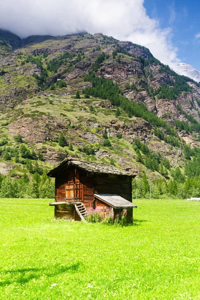 Wooden Shed Small Mountain Village Swiss Alps — Stock Photo, Image