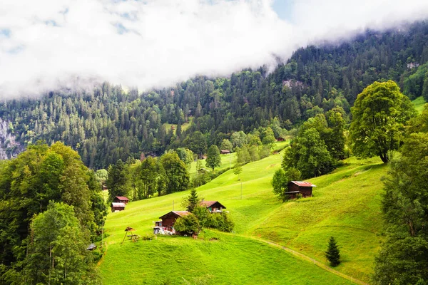 Sviçre Alpleri Arasındaki Ahşap Evler — Stok fotoğraf