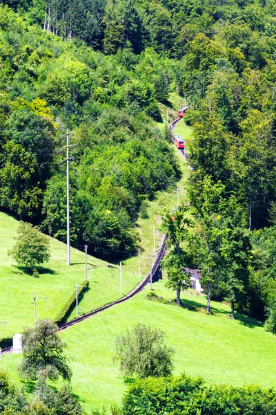 Ferrovia Alpina Svizzera Che Sale Fino Monte Pilatus Vicino Lucerna — Foto Stock