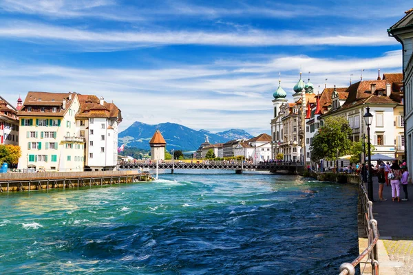 Riverfront Luzern Schweiz — Stockfoto