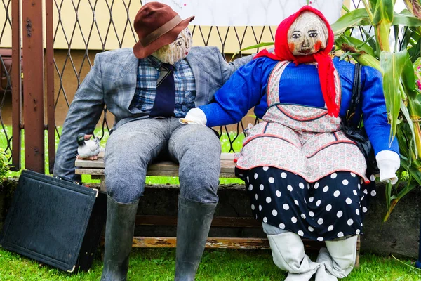 Decorativo Dos Títeres Mostrando Hombre Una Mujer Festival Cosecha Silesia — Foto de Stock