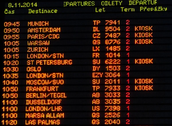 Partenze Dall Aeroporto Praga Aeroporto Internazionale Ruzyne — Foto Stock