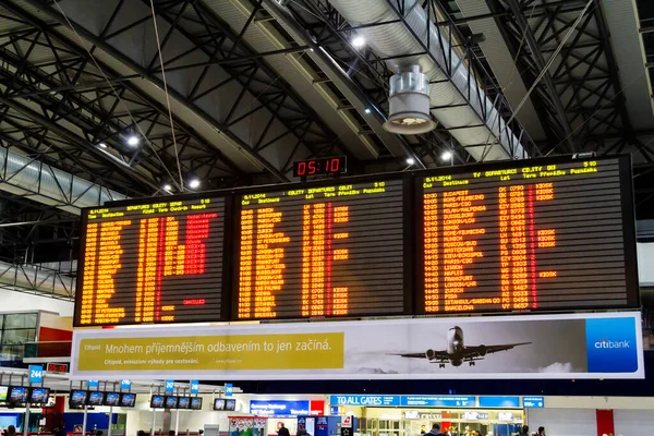 Prague Czech Republic November Airport Departures Board Prague Ruzyne International — Stock Photo, Image