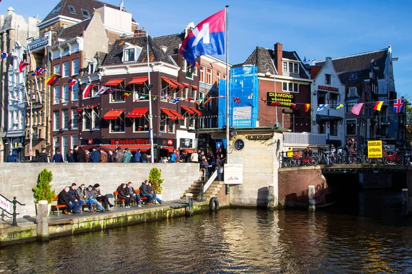 Amsterdam Países Bajos Noviembre Una Vista Las Casas Canal Amsterdam — Foto de Stock