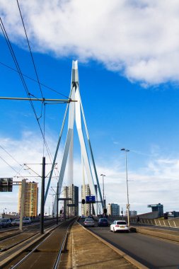 ROTTERDAM, NETHERLANDS - 10 Kasım 2014 tarihinde Erasmus Köprüsü Rotterdam, Hollanda.