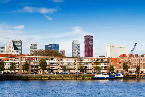 Rotterdam Niderlandy Listopad Rotterdamski Krajobraz Miejski Budynkami Spadochroniarzami Biurami Tle — Zdjęcie stockowe