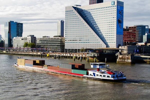 Barge Container Ship Rotterdam Netherlands — Stock Photo, Image